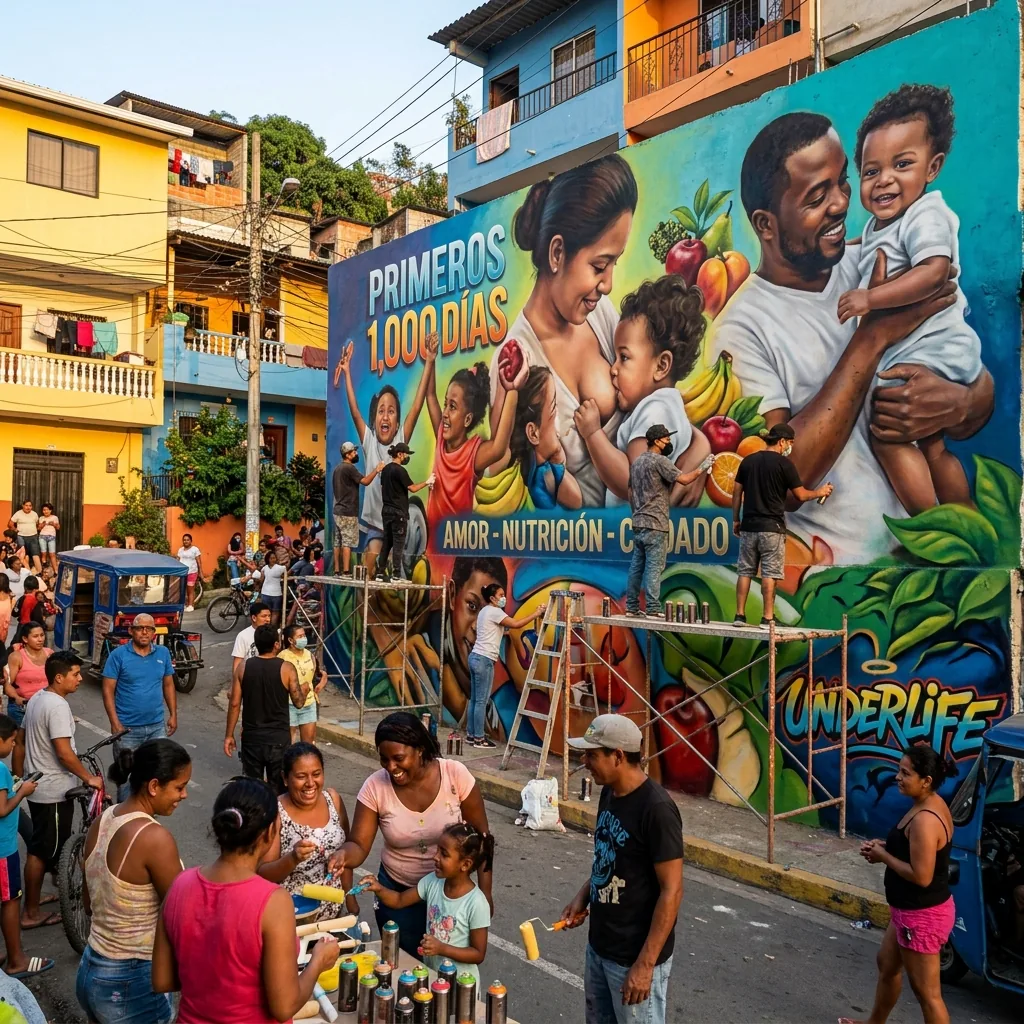 Festival de muralismo comunitario Primeros 1000 Días en Milagro y La Libertad - Fundación Underlife